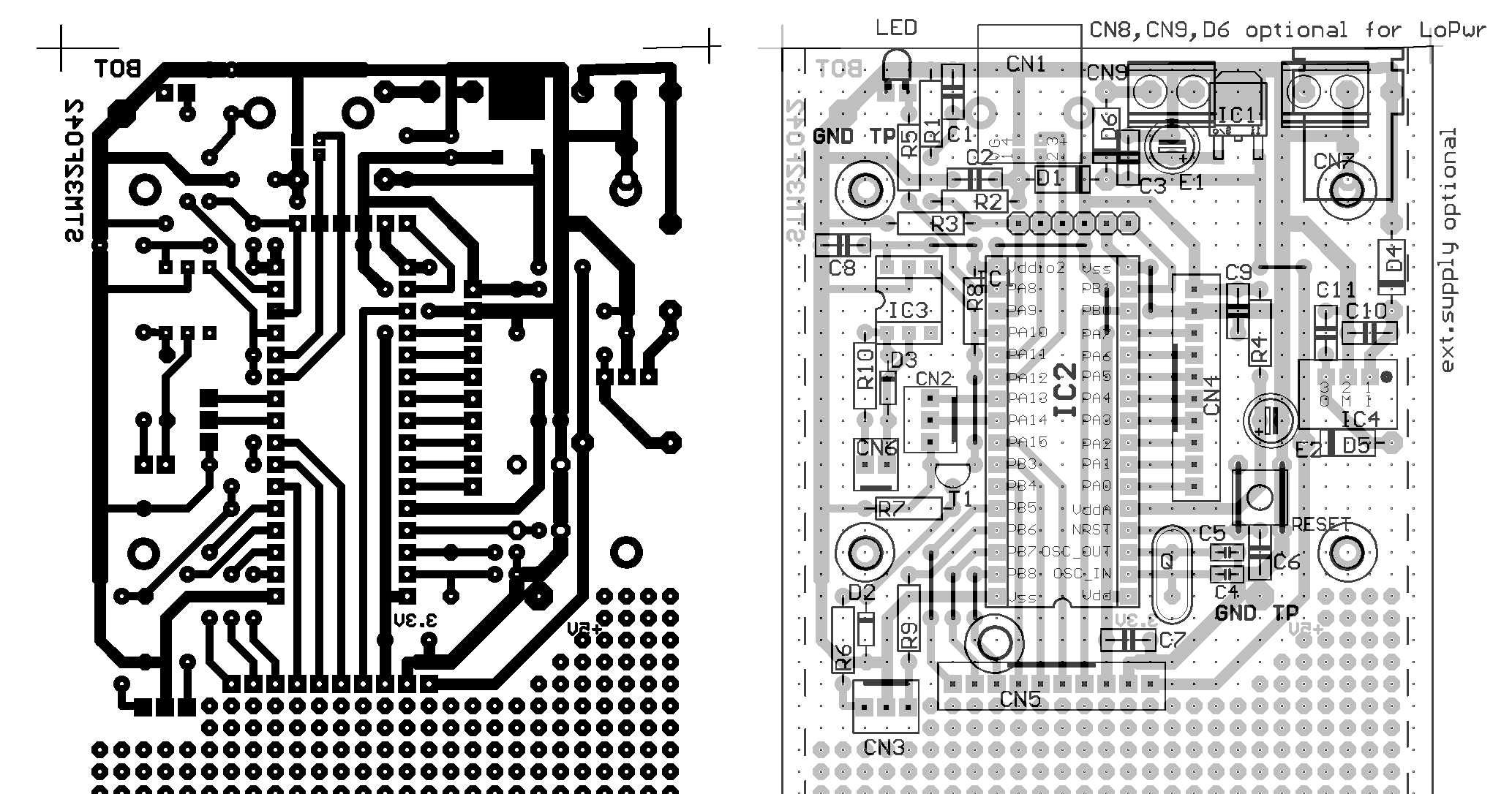 F042 LQFP32 pcb layout drawing